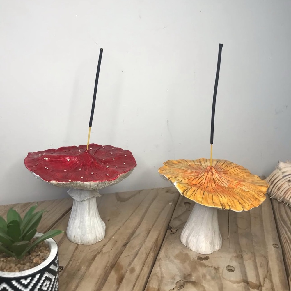 Purple and Teal Mushroom Incense Holders